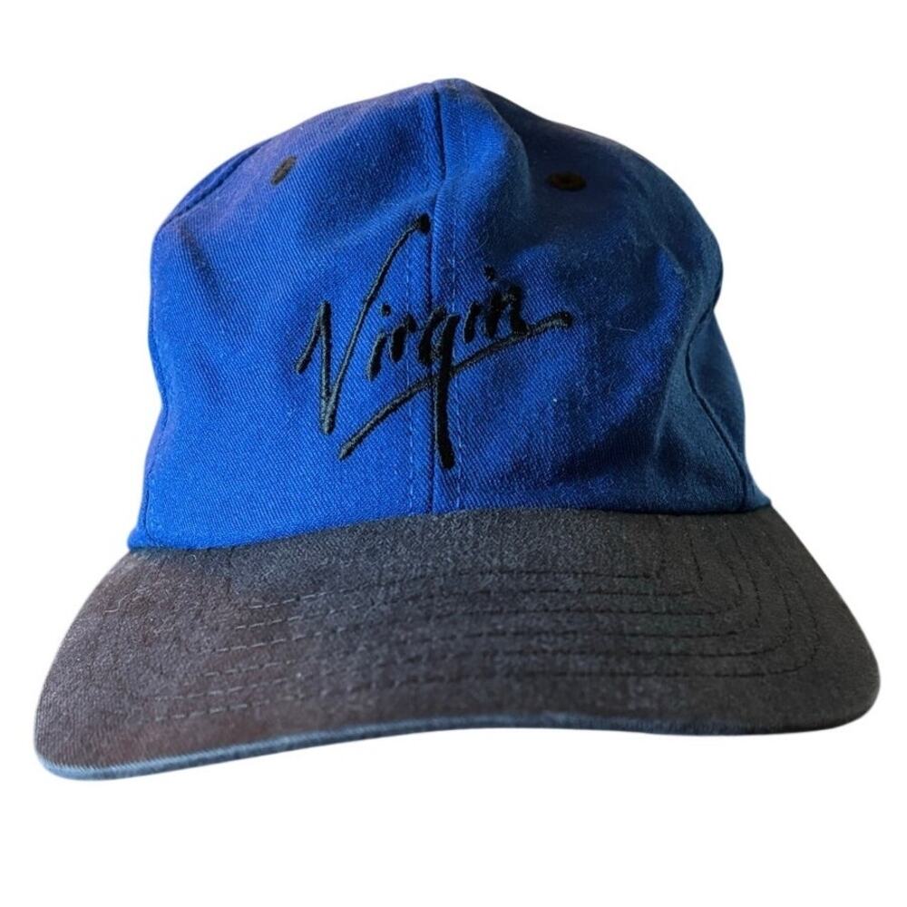 Vintage Virgin Snapback Hat Blue with Black Embroidery Cap